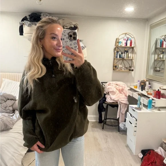 navy green fleece L - Picture 5 of 14